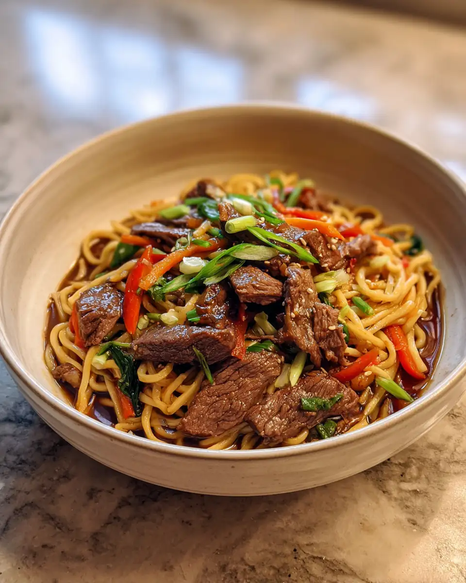 Final dish - Irresistibly Savory: Dive Into Sticky Teriyaki Beef Noodle Bowls