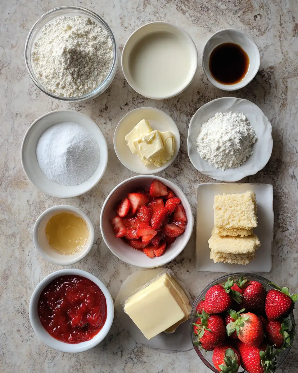 Ingredients for Irresistible Strawberry Crunch Cheesecake Cookie Bars to Sweeten Your Day